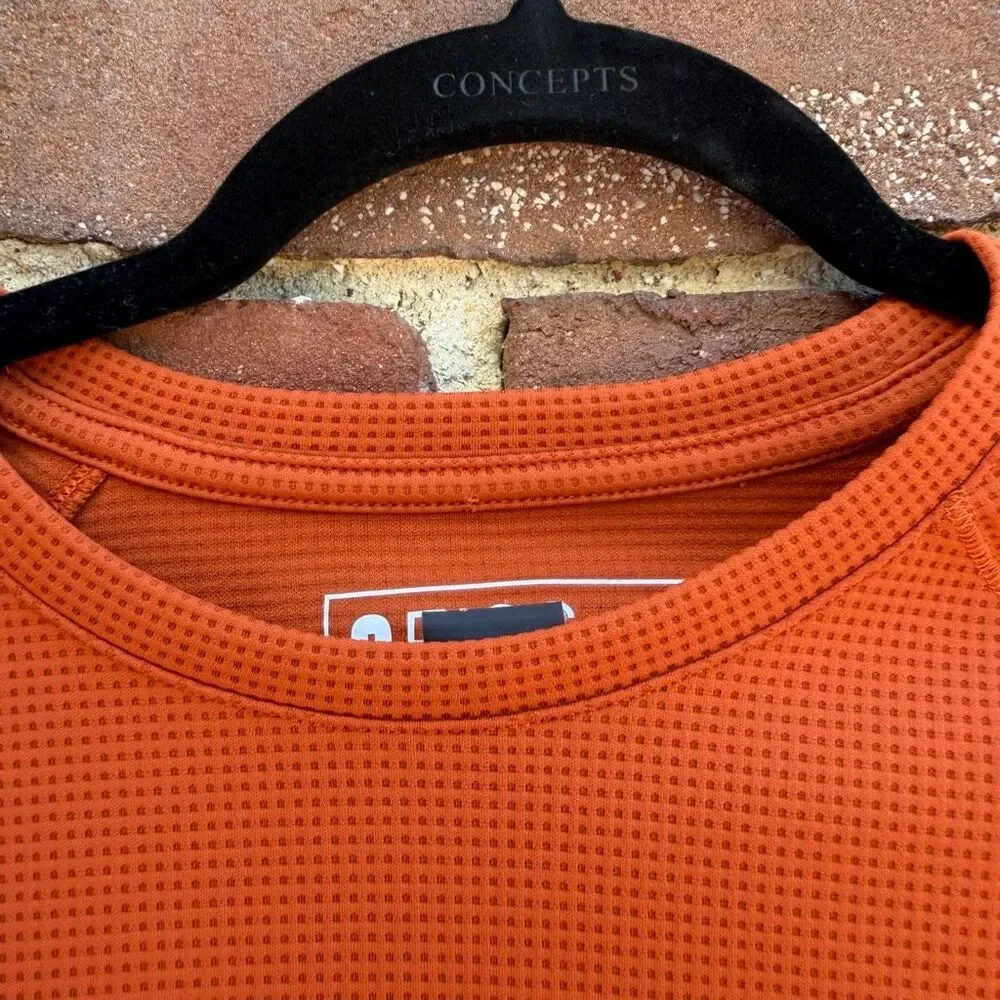 FIGS Waffle Knit Underscrub Crew Neck long sleeve orange Womens L NEW